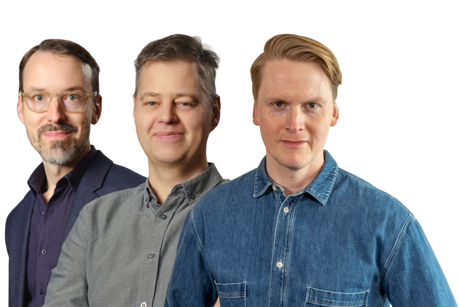 Medverkande i webbinariet: David Blomberg, Johan Westin, Adam Blomberg