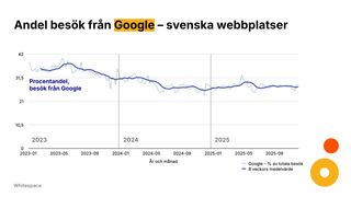 Andel besök från Google – svenska webbplatser